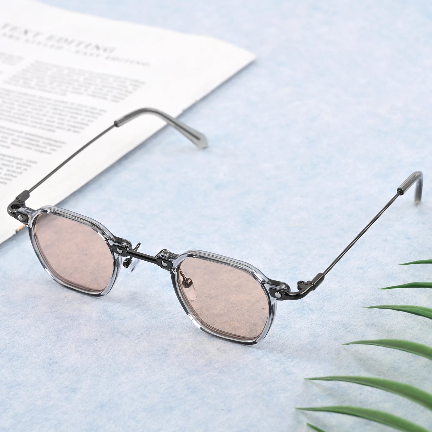 Unisex Rectangle Vintage Sunglasses Metal Literary Classic Streetwear