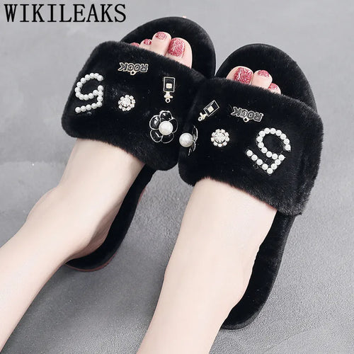 2024 Fur Slippers Women Fur Sandals Perfume Decoration Ladies Shoes