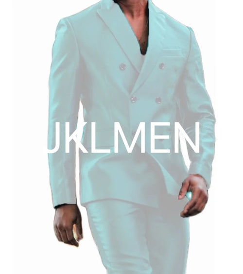 Latest Design Shiny  Jacket Pants Double Breasted Peak Lapel Men Suits