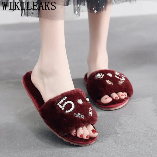 2024 Fur Slippers Women Fur Sandals Perfume Decoration Ladies Shoes