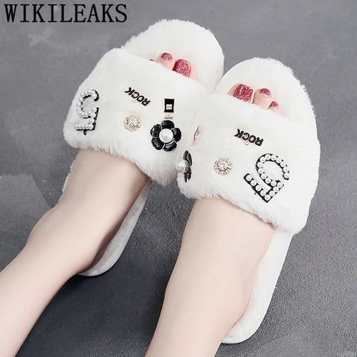 2024 Fur Slippers Women Fur Sandals Perfume Decoration Ladies Shoes