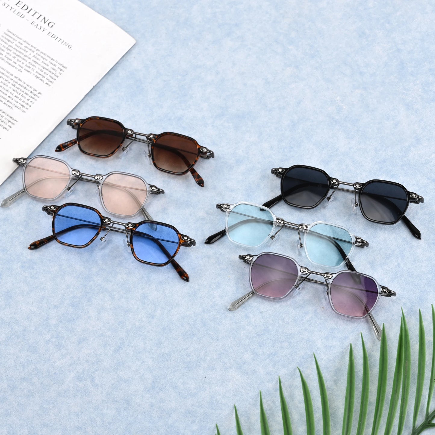 Unisex Rectangle Vintage Sunglasses Metal Literary Classic Streetwear