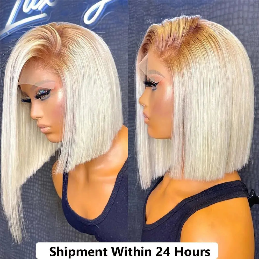 13x4  613 Blonde BOB Ombre Lace Fornt Wig Short Straight Bob