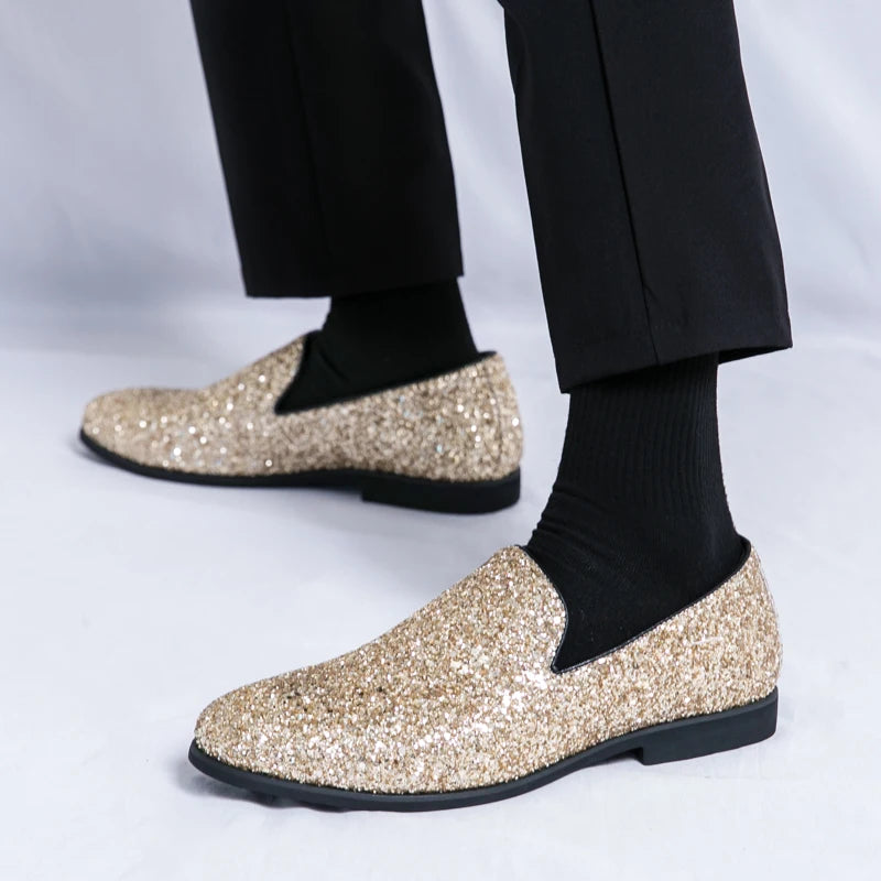 Shoes for Men Platform Dress Shoes Fashion Attractive Sequined