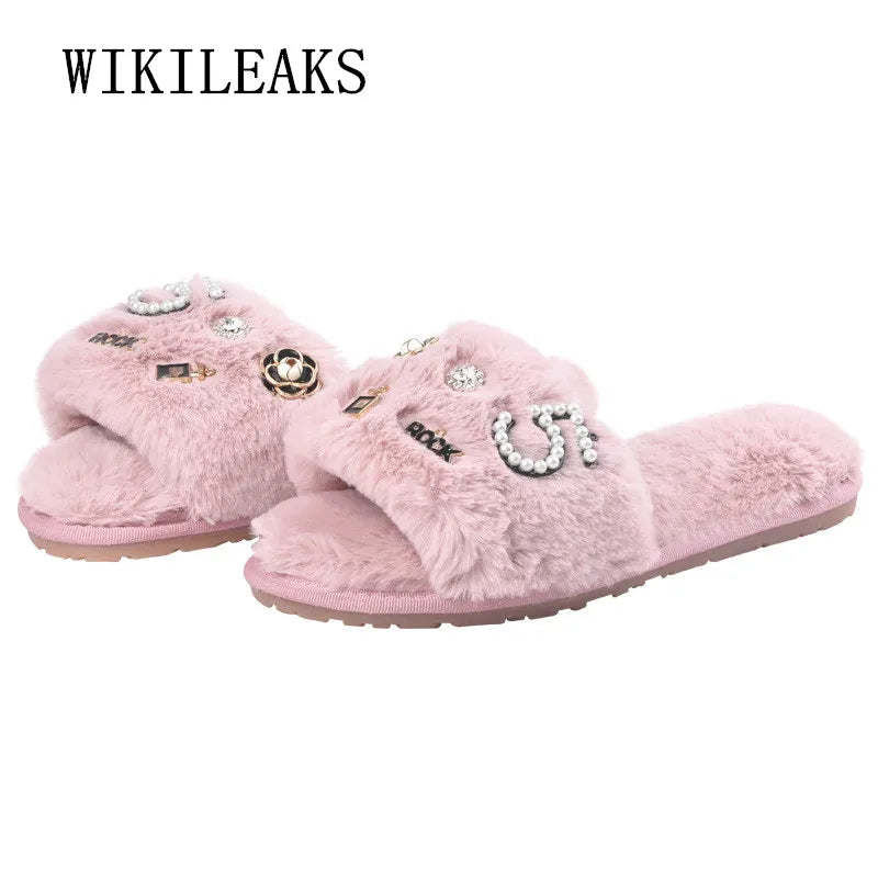 2024 Fur Slippers Women Fur Sandals Perfume Decoration Ladies Shoes