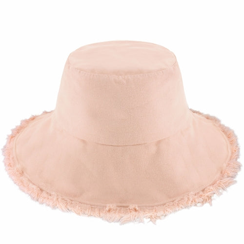 Wide Brim Frayed Bucket Hat